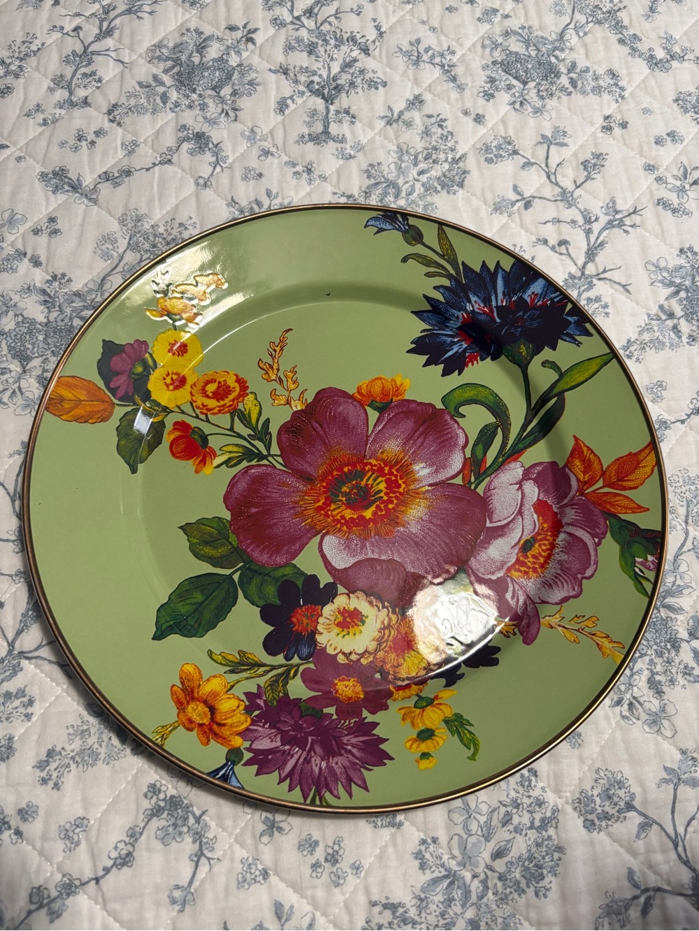 Mackenzie-Childs Flower Market Charger Plate in green